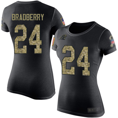 Carolina Panthers Black Camo Women James Bradberry Salute to Service NFL Football #24 T Shirt